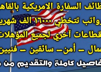 وظائف السفارة الأمريكية 2024 للشباب: فرص توظيف براتب يصل إلى 28 ألف جنيه بشروط محددة