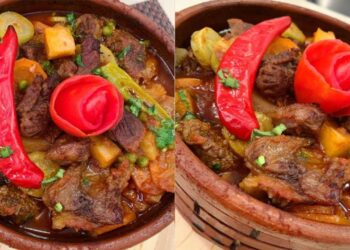 وصفة لحم بالبصل المحمر في طاجن الفخار.. طعم يفتح النفس ولون ذهبي رائع