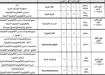 وزير التعليم يعتمد جداول امتحانات الدور الثاني للدبلومات الفنية 2025